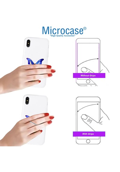 Microcase Telefonlar İçin Standlı Desenli Parmak Ve El Tutucu - Al4170 Şeffaf