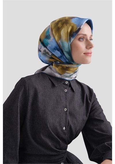 Armine Saf İpek Sura Eşarp 9613d 30 Koyu Mavi