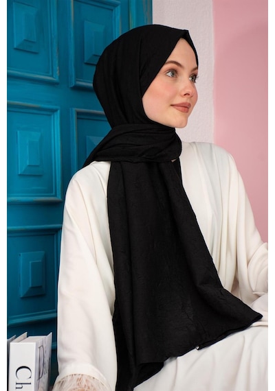 Bambu Kraş Şal Tesettür Giyim, Yüksek Kalite, Hafif, Rahat, Şık, Premium, Lux, Shawl, Scarf Siyah