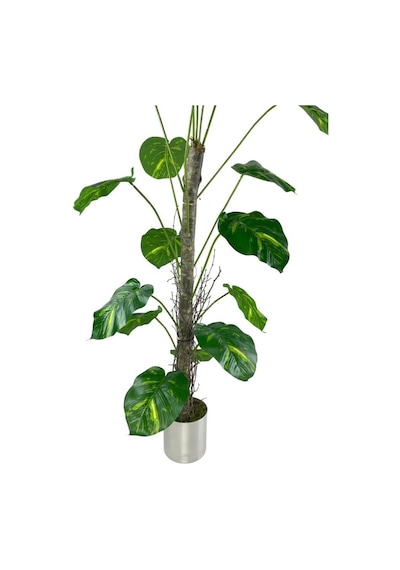 Yapay Ağaç Difenbahya Tropik 18 Dallı Çalılı Gövde 120x60cm Gümüş Aleminyum Saksıda