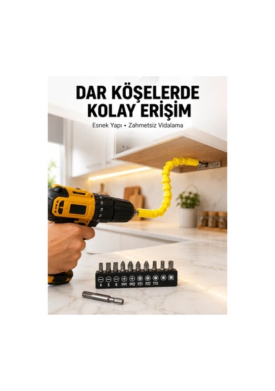 12 Li Akrobat Bits Vidalama Seti Esnek Uç Çok Yönlü Kullanım Yeni Nesil Renkli Renkli