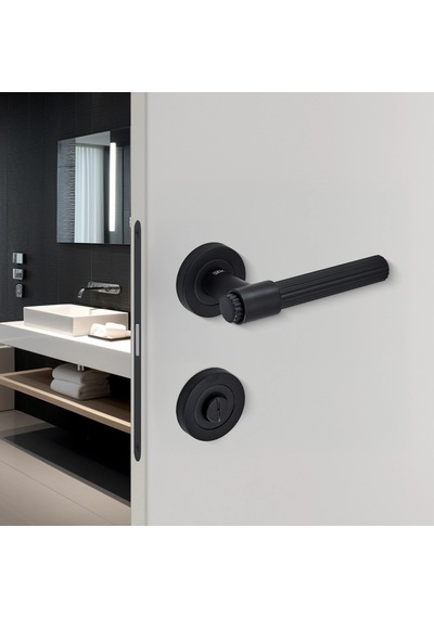 Sese Bade Modeli Yuvarlak Rozetli Wc Kapı Kolu Siyah 200-209r-02-02