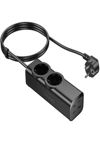 2 Li Akım Korumalı Çoklu Priz 4 Usb Çıkışlı 2200w Hızlı Şarj Destekli Kompakt Tasarım Siyah 1 - 3 M