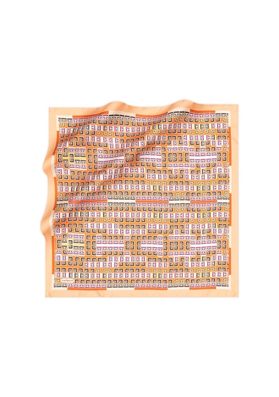 Geometrik Desenli Cacharel Twill Eşarp Somon somon