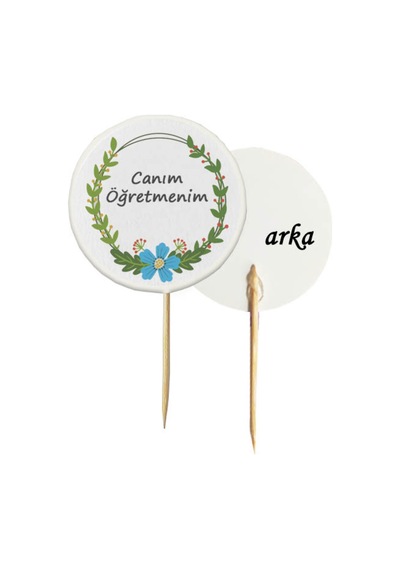 30 Adet Mavi Canım Öğretmenim Baskılı Pasta Kürdanı 6,5 Cm -2 - 24 Kasım