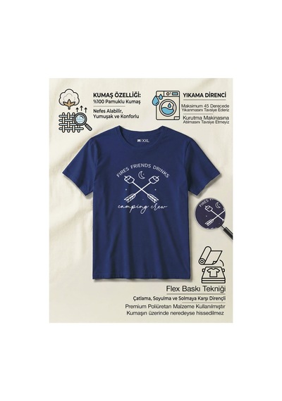 North Whiskers Camping Crew Baskılı Unisex %100 Pamuklu Lacivert Outdoor Tişört Lacivert - 875164873 Lacivert - 875164873 Lacivert