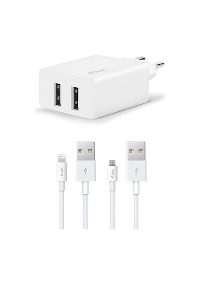 Ttec 2scs21db 2.4a Şarj Usb Başlık Çift Çıkış Apple Uyumlu iPhone +micro Usb Kablo
