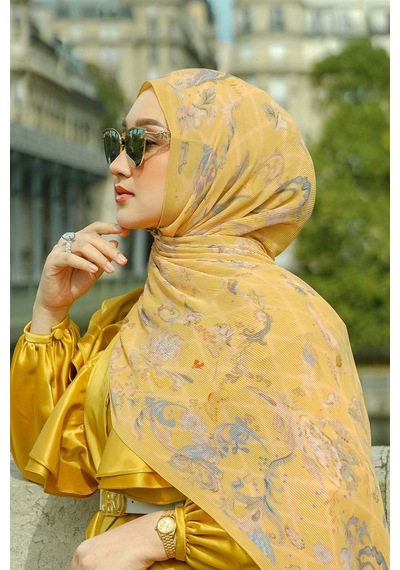 Buttonscarves Autograph Piliseli Şal - Jaune Sarı