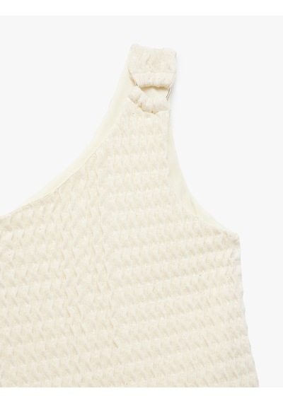 Koton Tek Omuz Toka Detaylı Kolsuz Crop Bluz Bej 5skg60123ak Ekru