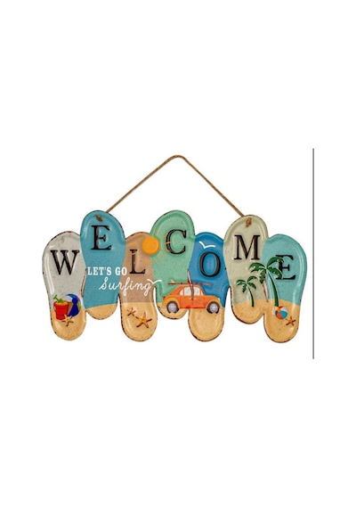 Welcome Let S Go Surfing Metal Kapı Süsü 40 Cm Bahçe Duvar Hoş Geldiniz Levhası Dekoratif Obje