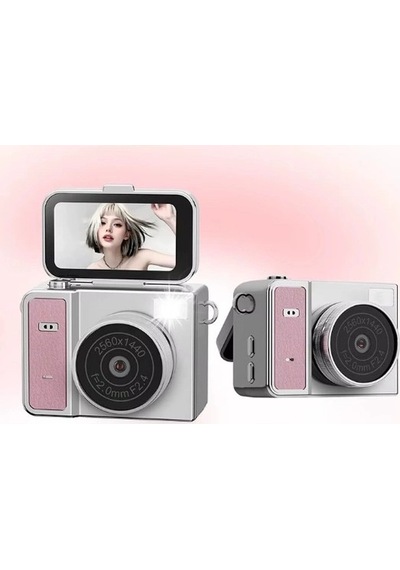 Mep 2k Mini Dijital Retro Video Kamera Flaşlı Dijital Vlog Mini Fotoğraf Makinesi Türkçe Menü Pembe Najmaddin