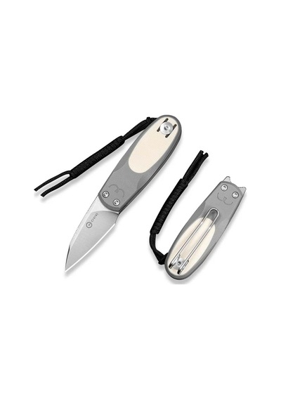Civivi Purr Gray & Ivory G10 Handle Satin Finished Nitro-v Blade Kamp Çakı Gri