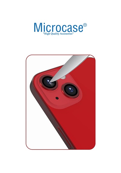 Microcase Apple Uyumlu iPhone 13 Kamera Camı Lens Koruyucu Halka Set Kırmızı