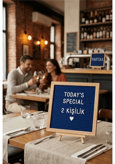Ahşap Harfli Yazı Panosu 25,5x25,5 Cm Premium Gerçek Çam Çerçeve 340 Parça Harf Seti Standlı Duvara Asılabilir Keçe İçli Beyaz