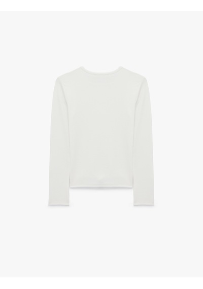 Koton Modal Kumaş Slim Fit Bisiklet Yaka Uzun Kollu Tişört Ekru 7wak50046ek