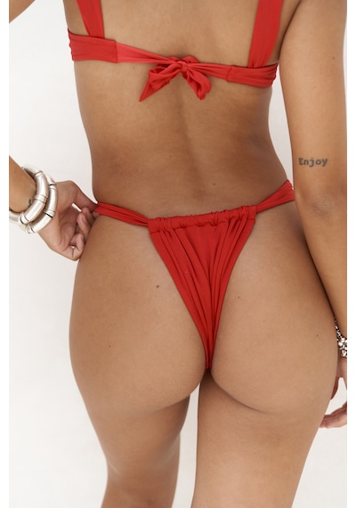 Mai Collection Mai Studios Co. Larasis Çiçek Detaylı Kırmızı Bikini Altı Kırmızı