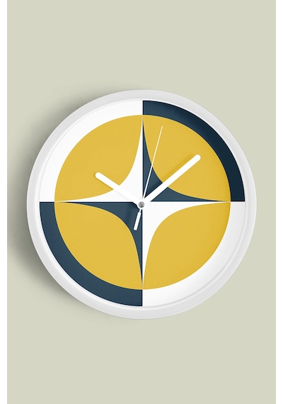 Soyut - Geometrik Temalı Modern Duvar Saati - 35cm - Önü Camlı Beyaz Kasa - Sessiz Mekanizma-jh0320 Beyaz