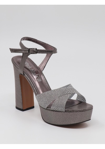 Nesilshoes Nesil Shoes Carel 2057 Platin Simli Platform Kadın Sandalet