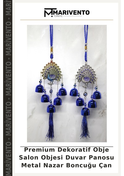 Premium Dekoratif Obje Salon Objesi Duvar Panosu Metal Nazar Boncuğu Çan