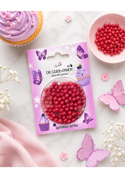 Dr. Gusto 4 Mm Kırmızı Candy Boncuk Pasta Süsleme Şekeri