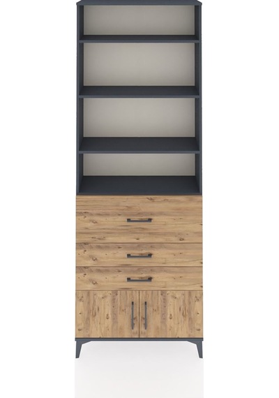 Arges Dolap 3 Raflı 2 Kapaklı Tek Askılı 88x30x243 Antrasit-çam Antrasit