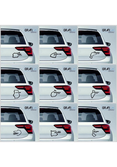 Harita Yarış Pisti Görünüm Sticker 2'Li Paket - 81 Il Parlak Siyah