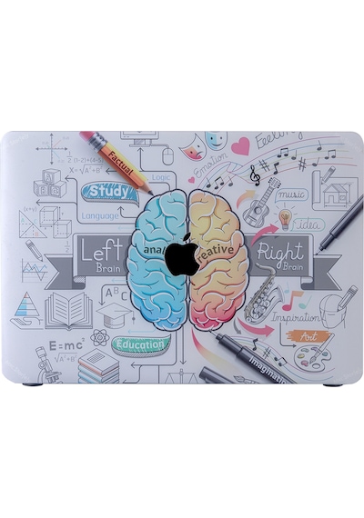 Apple Uyumlu MacBook Air Kılıf 13 İnç Beyin Desenli Brain Eski Usb'li Model 2010-2017 A1369 A1466 İle Beyaz