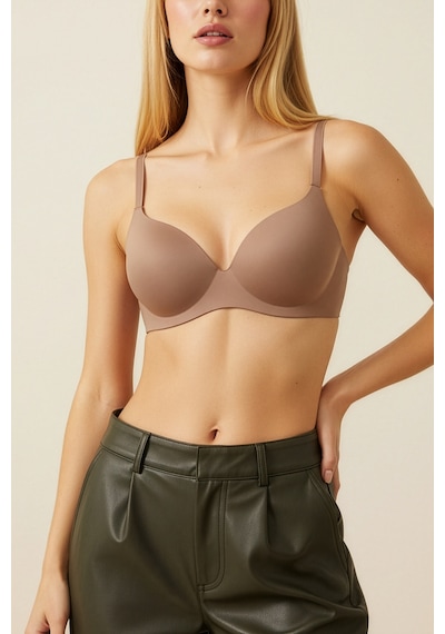 Auw Lazer Kesim Balenli Desteksiz Basic Sütyen - Ultifit Bronz