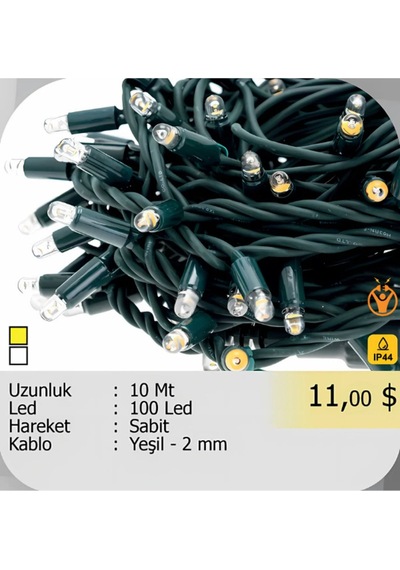 Elektrikhouse Led Peri Işığı 10 Metre Sarı