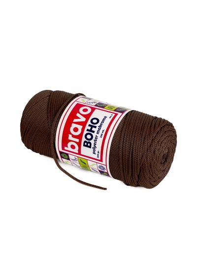 Boho Polyester Makrome İplik 2 Mm 200 Gr 230 Metre No: 4 Renk Kodu: 210 Koyu Kahve