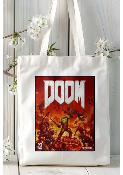 Art Hediye Doom Oyun Baskılı Omuz Çanta Kişiye Özel Model 14 Çok Renkli