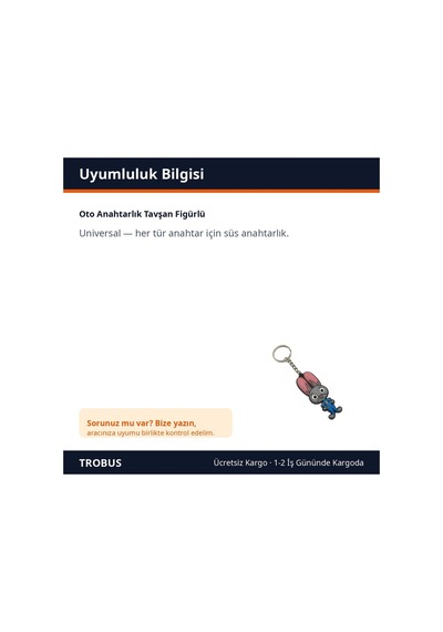Trobus Oto Anahtarlık Tavşan Figürlü