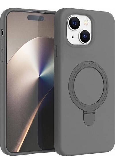 Microsonic Apple iPhone Uyumlu 15 Kılıf Aura Stant Magsafe Gri -
