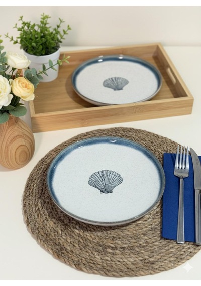 Moderna 4 Parça 21 Cm Pasta Tabağı Tarçın Midye Desenli Tarçın