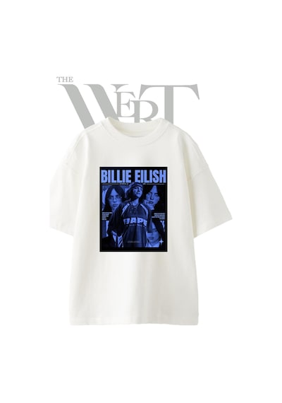 Thewert Billie Eilish Tasarım Baskılı Ünisex Beyaz Oversize T-shirt