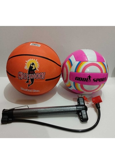 Janva Janva Basketbol Topu Voleybol Topu Ve Kaliteli Şişirme Pompası Beyaz