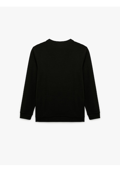 Koton Pamuklu Uzun Kollu Basic Bisiklet Yaka Sweatshirt Siyah 6wam70091mk Siyah