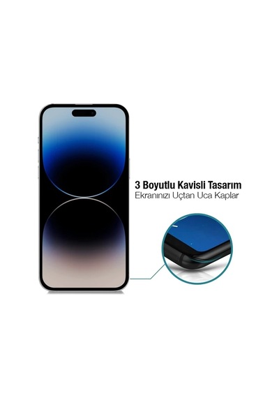 Ally İphone 14 Pro 6.1 3d Full Privacy Gizlilik Cam Ekran Koruyucu Anti-spy- 5775