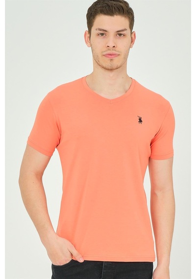 T8568 Dewberry V Yaka Erkek T-shırt-turuncu Turuncu