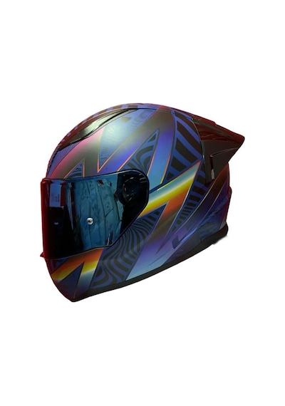 Siyah Vizörlü + Ls2 Rapid 2 Optik Kapalı Motosiklet Kaskı Mavi - Mor