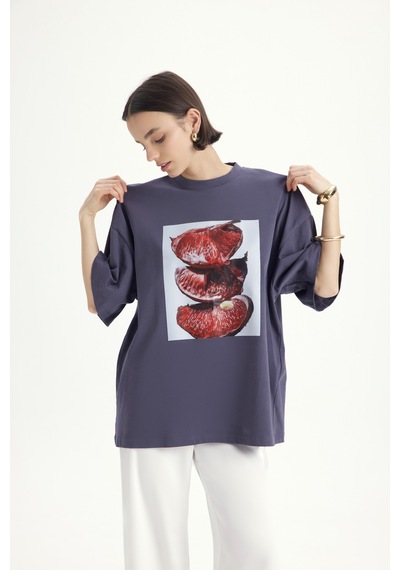Mai Studıos Mai Studios Co. Pomelo Oversize Füme T-shirt Füme