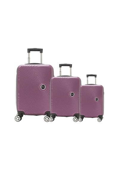 Escape Vlz 072-set Abs 8 Tekerlekli Büyük, Orta, Kabin Boy Valiz, Bavul Seti, Mor