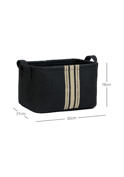 Ocean Home Textile Çizgili Siyah Renk Jüt Sepet 30 x 21 x 18 cm