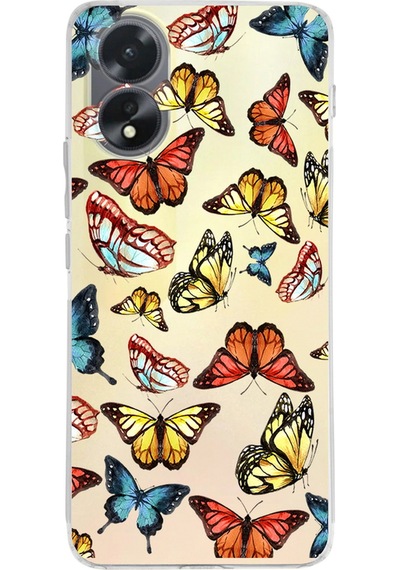 Oppo A38 İle Uyumlu Water Color 2 Baskılı Kamera Korumalı Şeffaf Kılıf Şeffaf