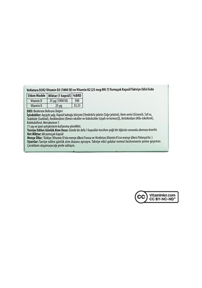 Venatura Vitamin D3 K2 60 Kapsül