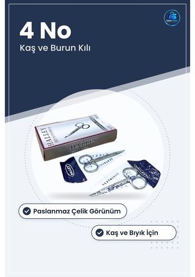 Metal Bıyık Makası 4 No Paslanmaz Çelik Kaş Ve Burun Kılı Hassas