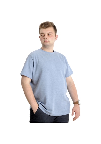 Mode Xl Büyük Beden Erkek T-Shirt Bisiklet Yaka Waffle 20033 Mavi 001