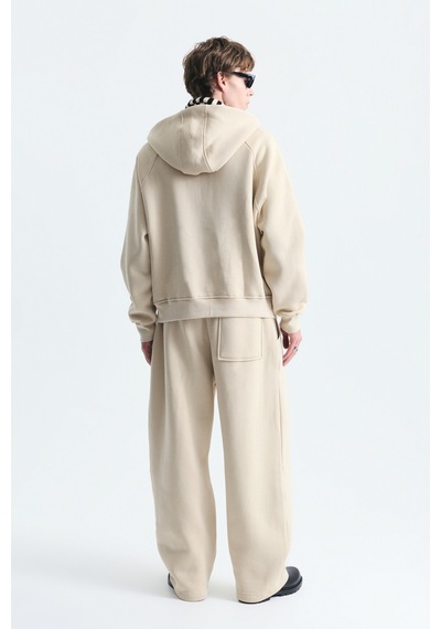 Vamos Oversize Klips Kapama Sweatshirt Takım Bej Vamos Oversize Klips Kapama Sweatshirt Takım Bej
