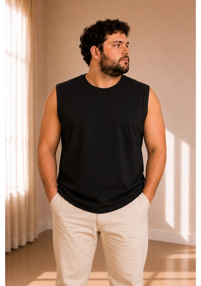 Sngl Tekstil Erkek Oversize Sıfır Kollu T-shirt S-m-l-xl-2xl Siyah