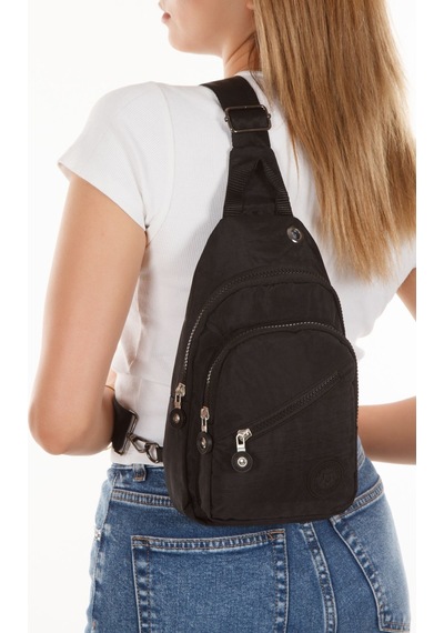 Newısh Polo Accessorıes Unısex Suya Dayanıklı Krınkıl Kumaş Siyah Çapraz Omuz Çantası Günlük,seyahat,okul Siyah
